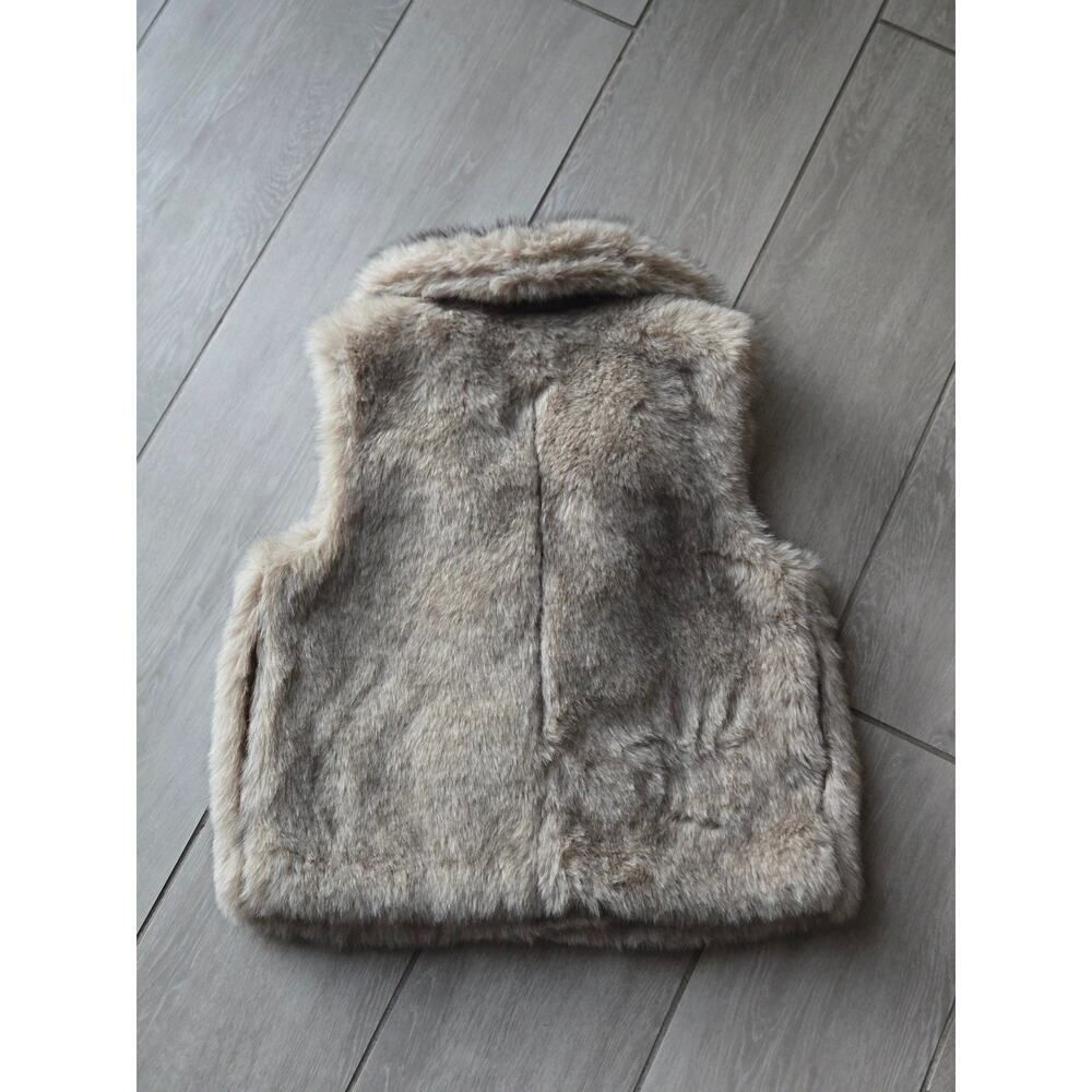 A New Day Faux Fur Open Front Vest Size Small Tan Beige Brown - Picture 3 of 9